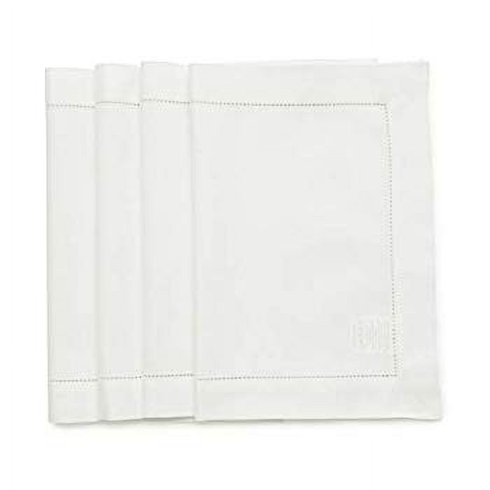 Hemstitch Cotton Linen Placemats 14 x 19 Inch, Set of 4 Natural
