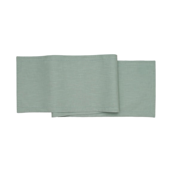 Hemstitch Solid Sea Glass Everyday Runner 72" x 14"
