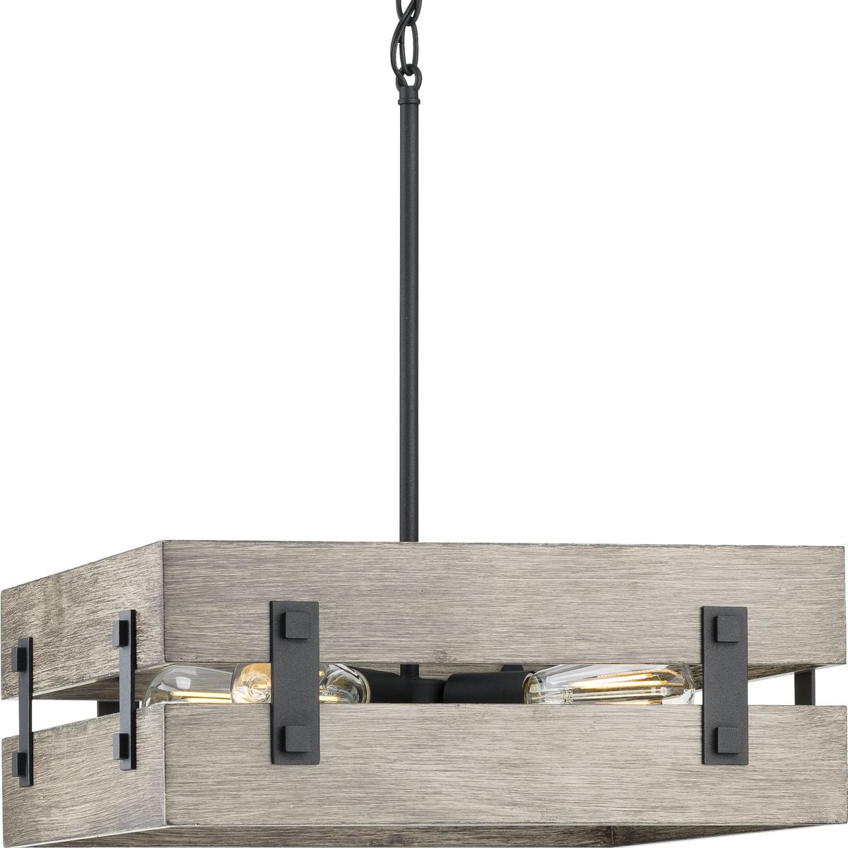Hemsworth 18'' Black and Aged Oak 4-Light Pendant