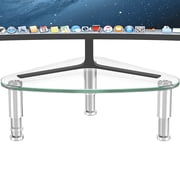 Hemudu Clear Glass Computer Monitor Riser / Triangle Desktop Universal Corner Stand for Computer Monitor & Laptop HD01T-003