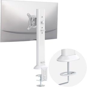 Hemudu Single Desk Monitor Arm Mount Stand Fit for 13 inch to 32 inch Flat Curved Computer Screen with Swivel, Height Adjustable, Rotation,Holds up to 77lbs, White