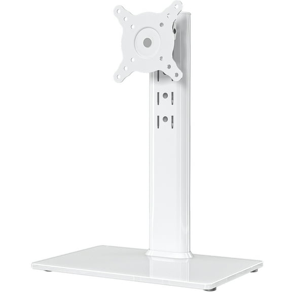 Hemudu Single LCD Computer Monitor Desk Stand Riser Tempered Glass & Steel Stand for 13-32", White