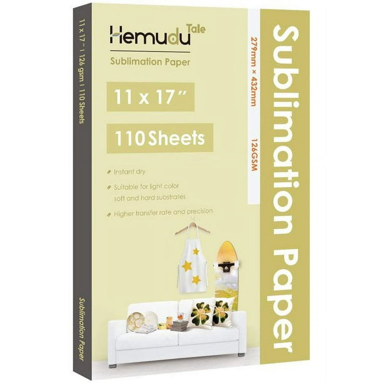 Hemudu Tale Sublimation Paper 11x17 110 Sheets 126g for Sublimation Printer Heat Transfer DIY Gifts , Cotton Polyester T-Shirt, Mugs, Mouse Pads