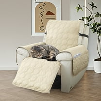 Hemvt 100% Waterproof Recliner Chair Covers for Large Recliner, Oversized Recliner Cover with Non-Slip Granule, Storage Pockets, Washable Lazy Boy Chair Cover for Pet, Beige, 30''