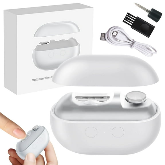 Hemvt 3 In 1 Electric Nail Clippers with Polishing, Rechargeable 2 Speeds Fingernails Clipper for Seniors, Adults, Baby, Automatic Nail Trimmer with Clip Storage and LED Light, Safe Use,Aorsher