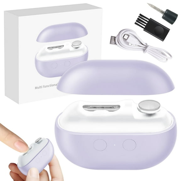 Hemvt 3 In 1 Electric Nail Clippers with Polishing, Rechargeable 2 Speeds Fingernails Clipper for Seniors, Adults, Baby, Automatic Nail Trimmer with Clip Storage and LED Light, Safe Use