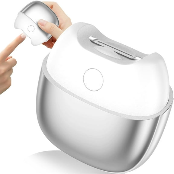 Hemvt 2 Speeds Electric Nail Clippers with Light and Non-Slip Magnetic Cover, Automatic Nail Trimmer for Adults, Seniors, Silver