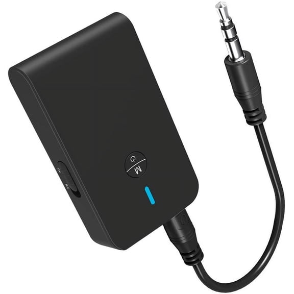 Hemvt 2-in-1 Bluetooth 5.3 Transmitter Receive, Dual Link Wireless Audio Adapter for TV Airplane PC Gym, 3.5mm Aux for 2 Headphones at Once