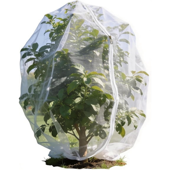 Hemvt 5 Pcs Ultra-Fine Mesh Garden Netting for Raised Bed & Tomato, Drawstring Zipper Closure, Insect Bird Mesh Barrier, Reusable Plant Net for Outdoors