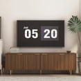 thumbnail image 1 of Hemvt 68 Inch Modern Fluted TV Stand, Entertainment Center with Storage Cabinets & Gold Legs, Media Console for 55+ Inch TV, Living Room, Brown, 1 of 14