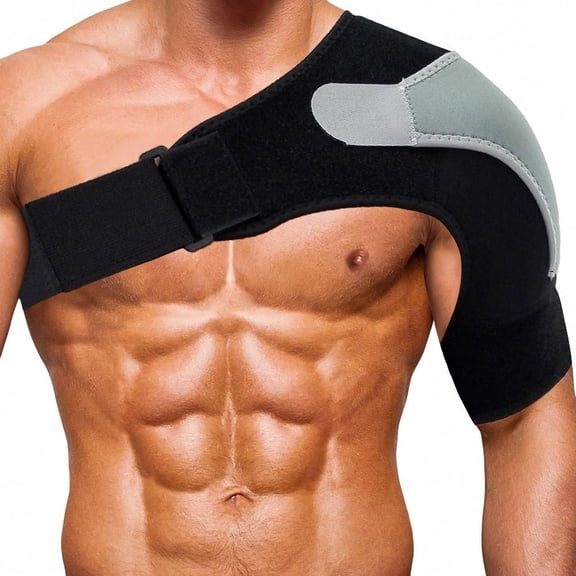 Hemvt Adjustable Shoulder Stability Brace, Breathable Neoprene Rotator Cuff Support with Compression Pad for Sports, AC Joint, Labrum Tear, Dislocated Shoulder, & Pain Relief
