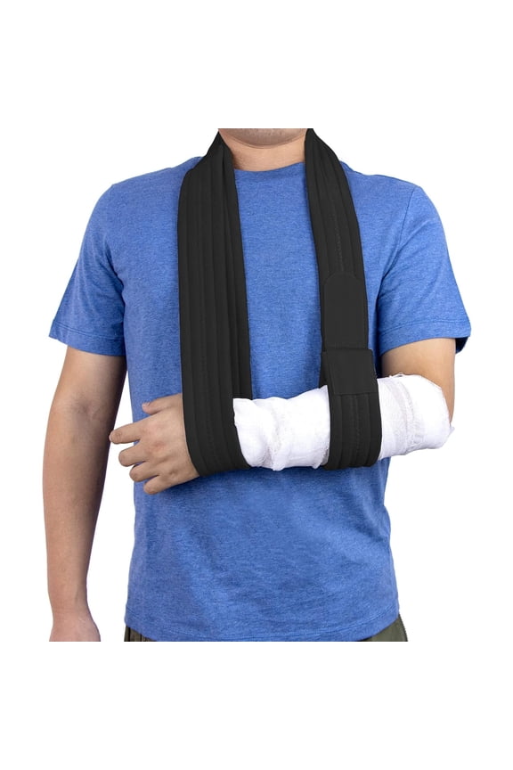 Arm Sling with Shoulder Support Strap, Adjustable Shoulder Compression Brace for Injured Wrist, Hand, Elbow, Lightweight Comfortable Immobilizer for Right/Left Arm Use