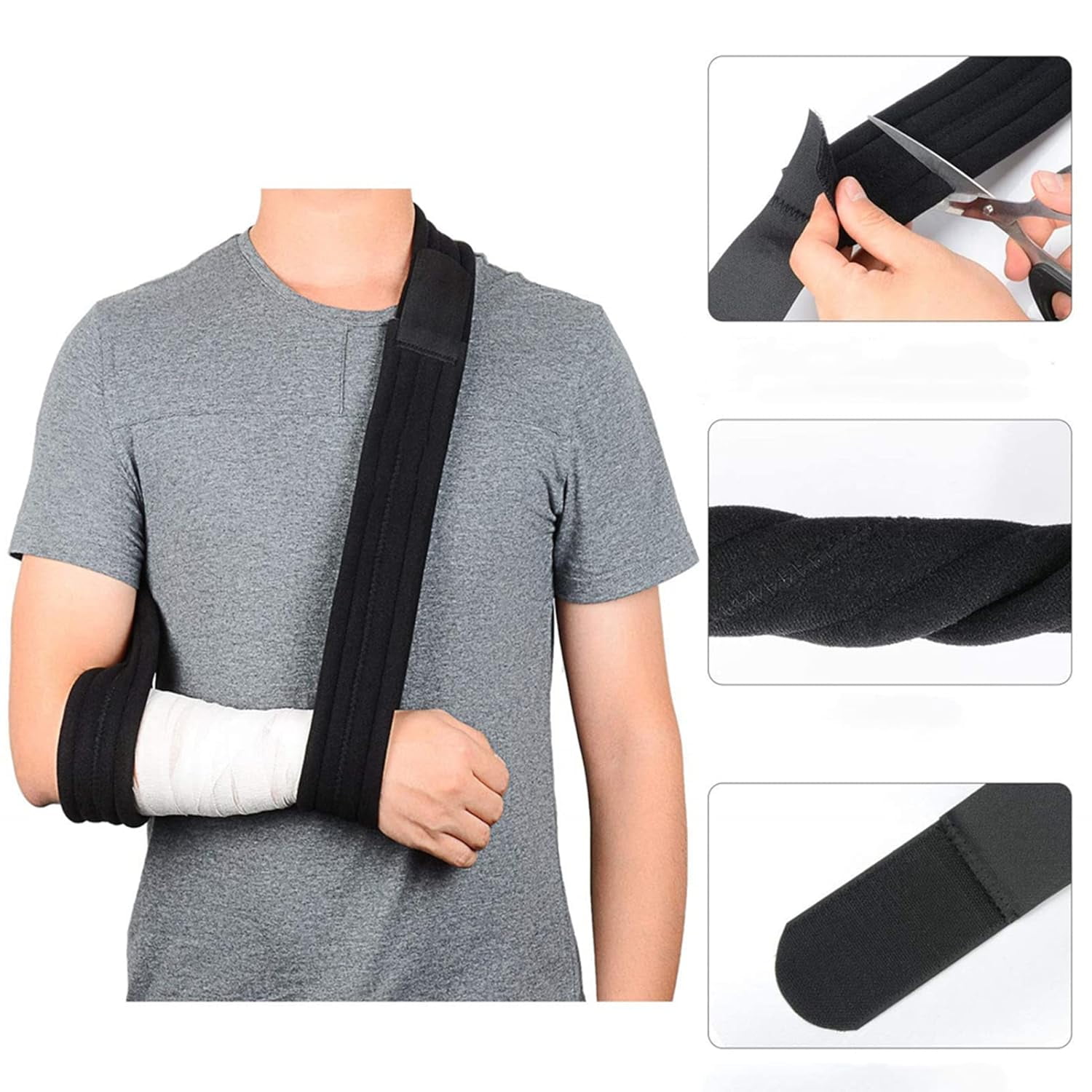 Hemvt Shoulder Compression Sling, Versatile Arm Support Brace for Broken Hand, Elbow Injury, or Rotator Cuff, Foam Pad Adjustable Shoulder Brace, Universal Fit Left/Right Arm