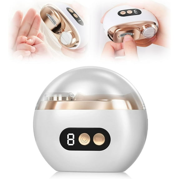 Hemvt Upgraded 2 in 1 Automatic Nail Clippers with 3 Speed Levels and LED Light, Multi-Functional Electric Nail Trimmer with Integrated Dust Collector, White