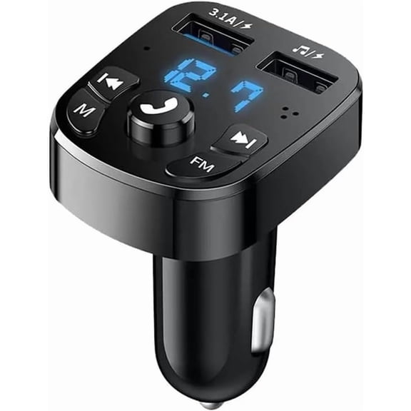 Hemvt Wireless Bluetooth FM Transmitter for Car, Hands-Free Calling & MP3 Player Receiver with Dual USB Ports, Audio Music Stereo Adapter Kit for iPhone Android