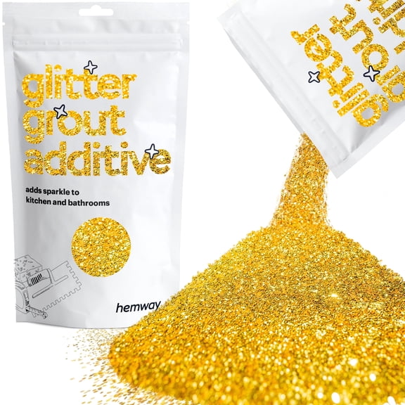 Hemway Glitter Grout Additive - Gold | Metallic Flakes for Adding Sparkle to Old & New Kitchen & Bathroom Tiles | Enhance Your Indoor Grouting Projects with a Durable Sparkly Effect | 100 g