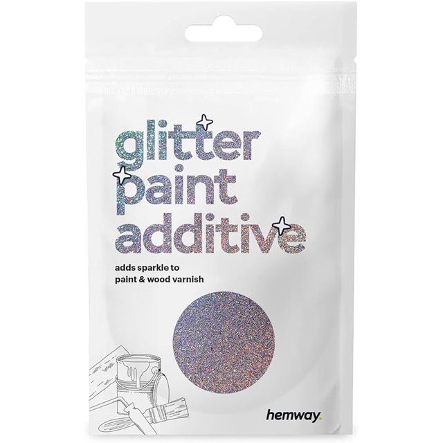 Hemway Glitter Paint Additive Sample Silver Holographic Mix with Emulsion Water Based Paints