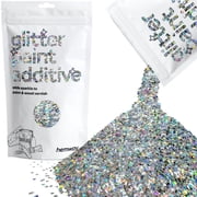 Hemway Glitter Paint Additive - Silver Holographic Stars and Moons | Metallic Flakes for Adding Sparkle to Paints & Wood Varnish | Add to Emulsion, Acrylic & Latex for Indoor Sparkly Walls | 100 g