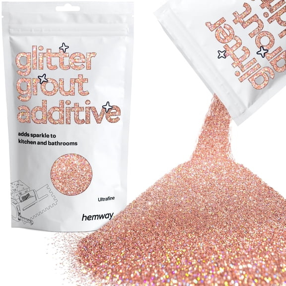 Hemway Glitter for Grout Additive Tile Rose Gold Holographic, Ultrafine Size, 100g, Sparkle Grout, Bathroom Wet Room Kitchen