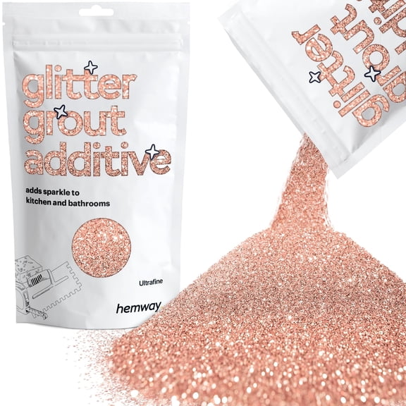 Hemway Glitter for Grout Additive Tile Rose Gold, Ultrafine Size, 100g, Sparkle Grout, Bathroom Wet Room Kitchen