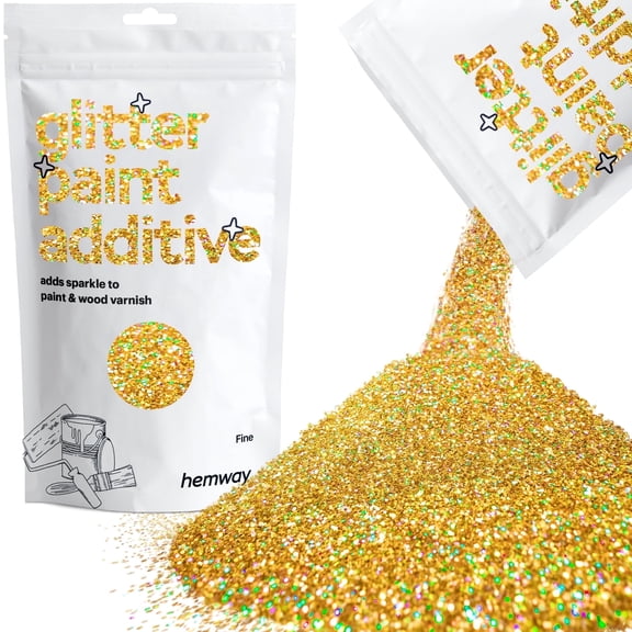 Hemway Glitter for Paint Additive, Gold Holographic Fine Size Flakes 100g Interior Exterior Mix Into Emulsion Paint