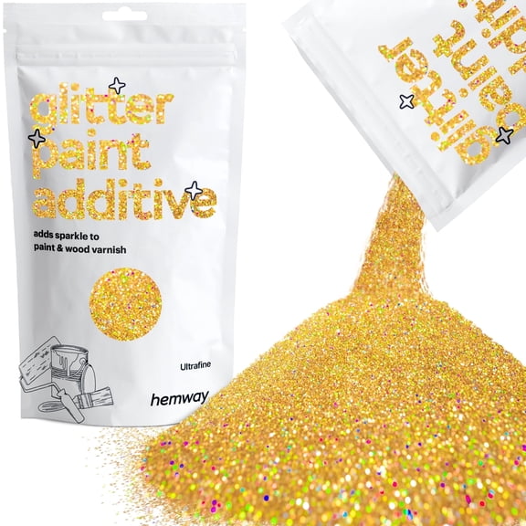Hemway Glitter for Paint Additive, Gold Holographic Ultrafine Size Flakes 100g Interior Exterior Mix Into Emulsion Paint