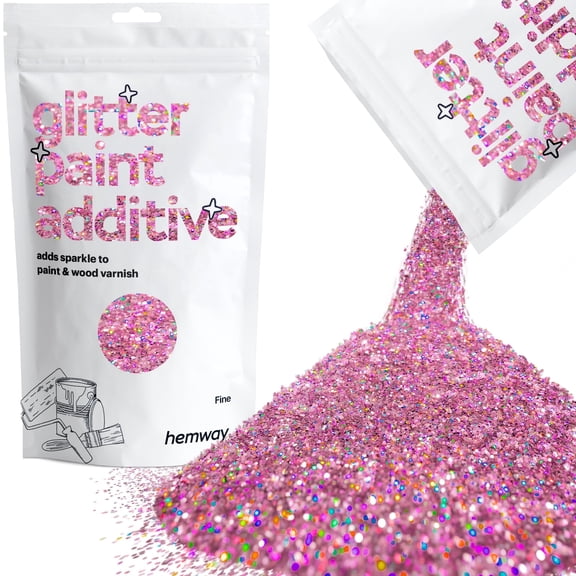 Hemway Glitter for Paint Additive, Pink Holographic Fine Size Flakes 100g Interior Exterior Mix Into Emulsion Paint