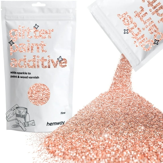 Hemway Glitter for Paint Additive, Rose Gold Fine Size Flakes 100g Interior Exterior Mix Into Emulsion Paint