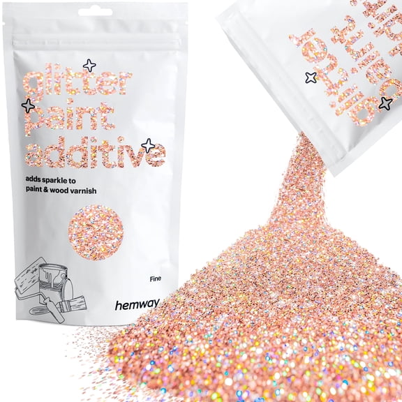 Hemway Glitter for Paint Additive, Rose Gold Holographic Fine Size Flakes 100g Interior Exterior Mix Into Emulsion Paint