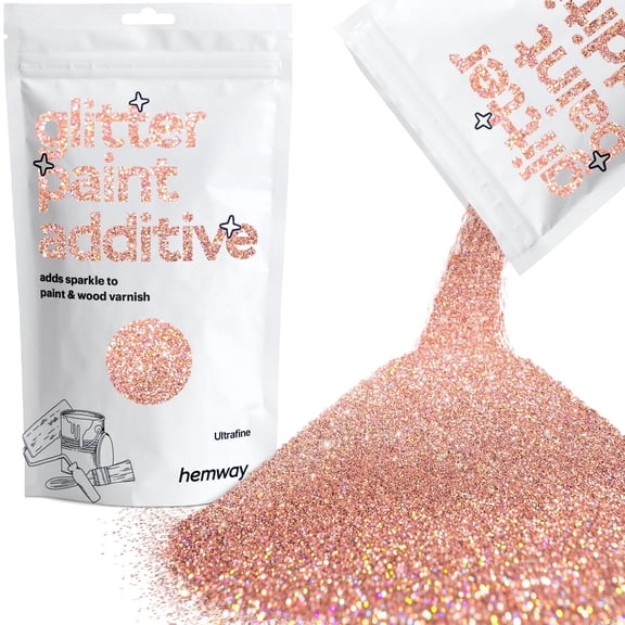 Hemway Glitter for Paint Additive, Rose Gold Holographic Ultrafine Size Flakes 100g Interior Exterior Mix Into Emulsion Paint