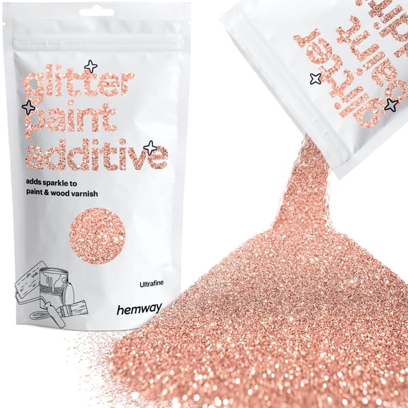 Hemway Glitter for Paint Additive, Rose Gold Ultrafine Size Flakes 100g Interior Exterior Mix Into Emulsion Paint