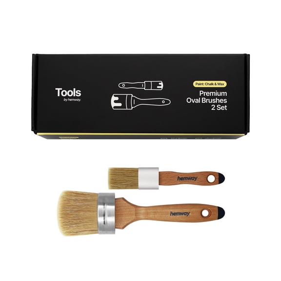 Hemway Premium Handmade Oval Chalk, Lacquer & Wax Paint Brush Set (Pack of 2) | Brushes for Painting or Waxing Furniture, Walls, Ceiling, Wood & Floors | DIY Tools for Upcycling or Shabby Chic Finish