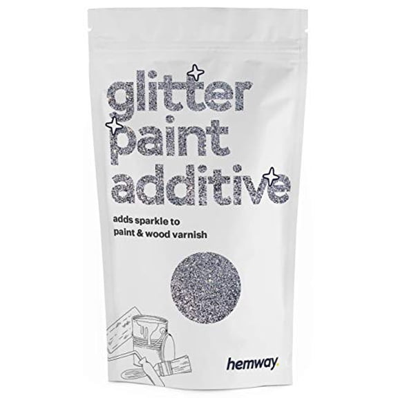 Hemway Glitter for Paint Additive, Silver Ultrafine Size Flakes 100g Interior Exterior Mix Into Emulsion Paint