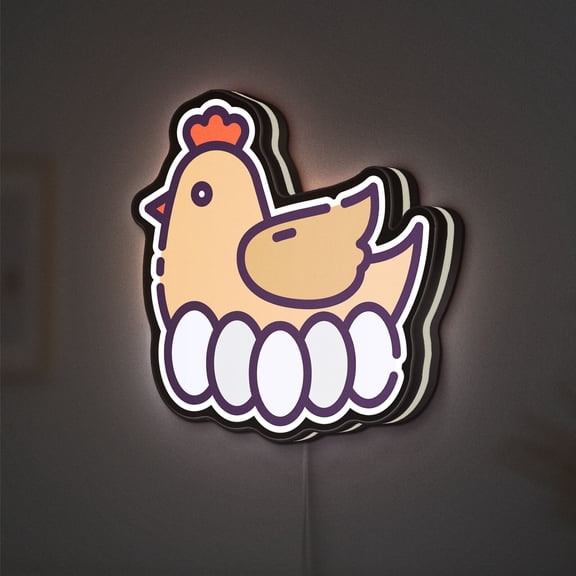 Hen 3D Novelty Light Box Featuring Animal and Bird Scene with Eggs, Cozy Farmhouse Light for Nature Enthusiasts (Width 12 inch, 30cm)