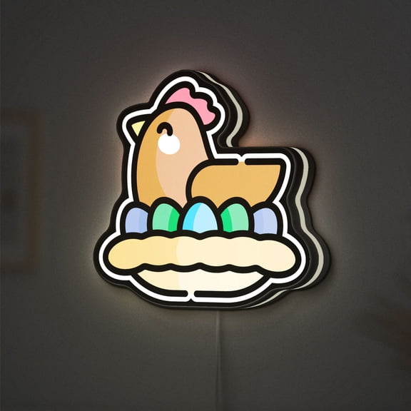 Hen 3D Novelty Light Box Featuring Farm Animal Scene with Eggs, Rustic Light for Kitchen or Country Home Ambiance (Height 12 inch, 30cm)