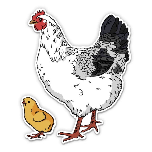 Hen And Chick Pretty Backyard Chicken Coup - 3" Vinyl Sticker - For Car Laptop Water Bottle Phone - Waterproof Decal