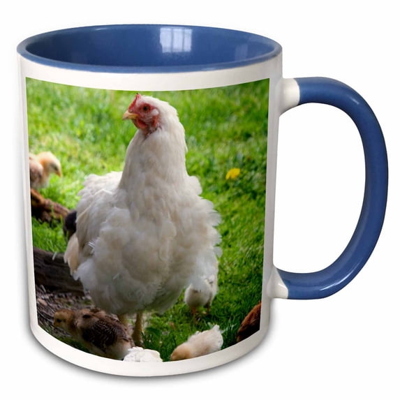 3drose, Hen and Chicks, Farm, Lenawee County, Michigan - Us23 Dfr0117 - David R. Frazier, 11oz Two-tone Blue Mug
