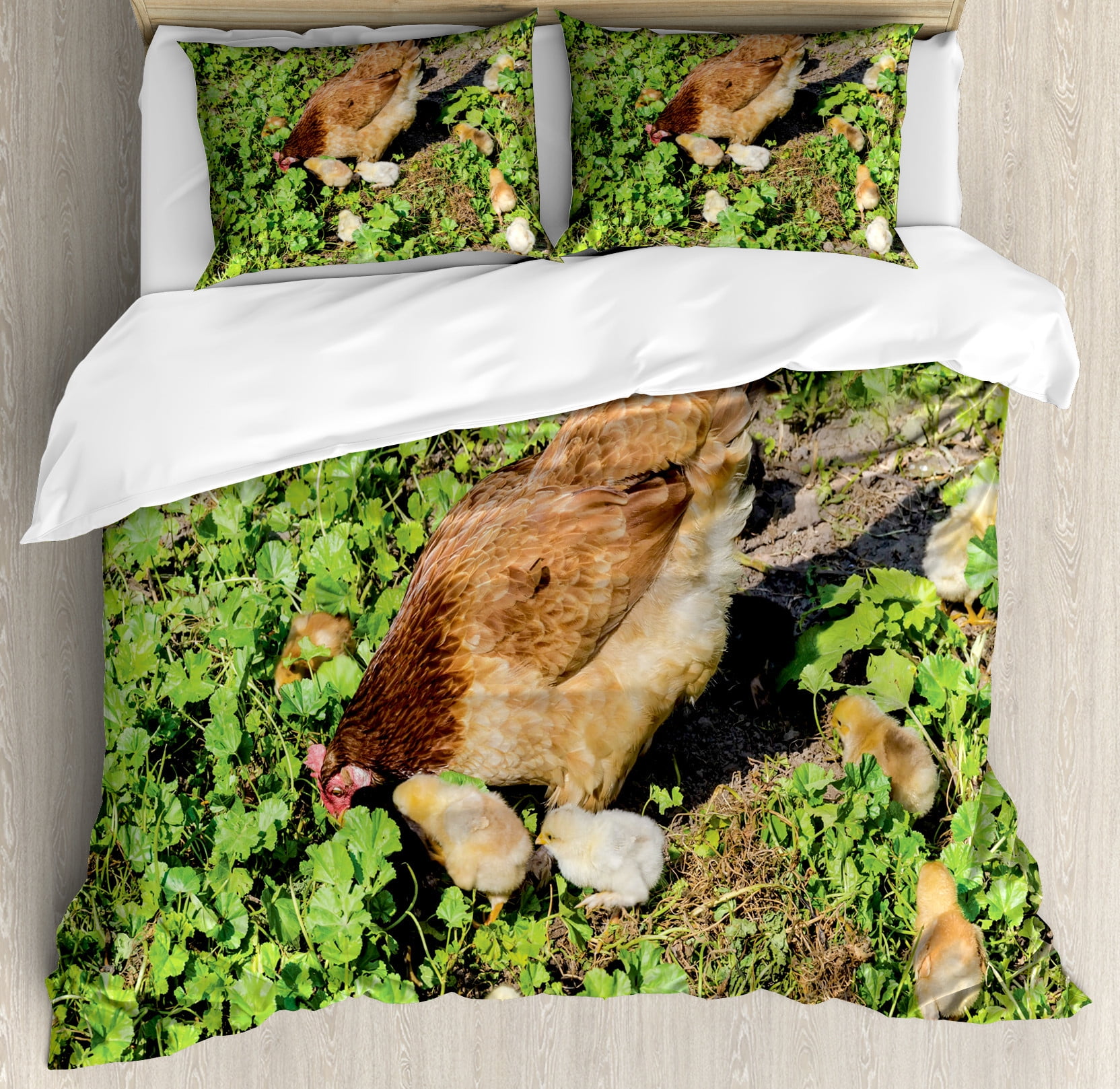 Pattern Print Farm Chicken Hen Duvet Cover Bedding Set
