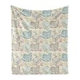 thumbnail image 1 of Hen and Chicks Soft Flannel Fleece Throw Blanket, Repetitive Pattern with Colorful Outline Babies and Mother, Cozy Plush for Indoor and Outdoor Use, 50" x 60", Eggshell and Multicolor, by Ambesonne, 1 of 5