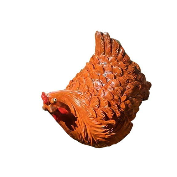 Hen Decor Figurine, Orange Rustic, 1 Piece Statue, for Farmhouse Garden Patio Home Decoration