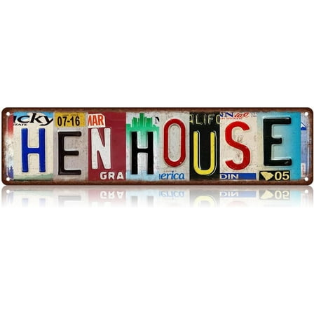 Hen House Chicken Coop Metal Tin Sign Funny Vintage Slim Street Signs 16 x 4 Inch Wall Art for Home Farmhouse Bar Cafe Garage Indoor Outdoor Decor