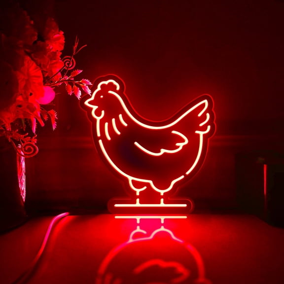 Hen Led Light Box, Dimmable Neon-Like Light Signs USB Power for Wall Decor Bedroom Decoration, RGB Light (WxH) 6"x6"