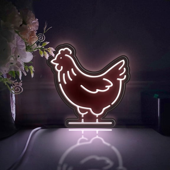 Hen Led Light Box, Dimmable Neon-Like Light Signs USB Power for Wall Decor Bedroom Decoration, Static Light (WxH) 11"x12"