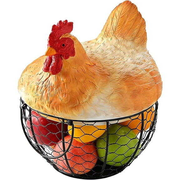 Hen Lid Eggs Storage Basket, Cute Creative Animal Shape Container, Multi Purpose Organizer for Kitchen Tabletop Ornament