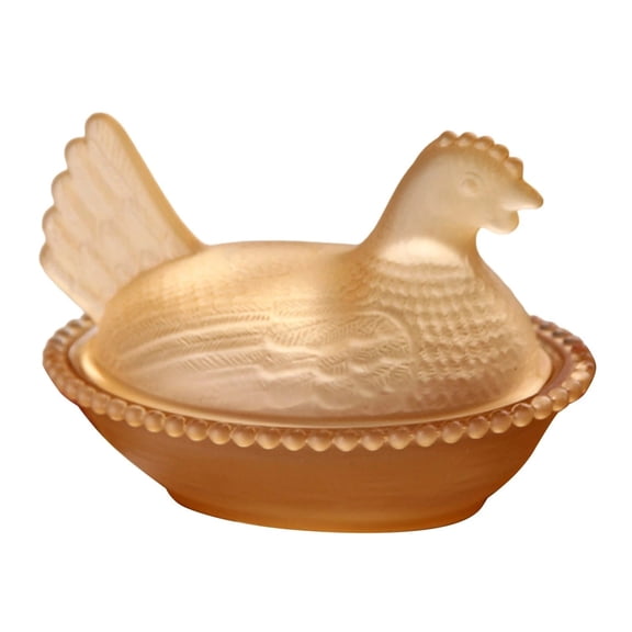 Hen on Nest Glass Dish, Chicken Shaped Candy Dish with Lid, Vintage Candy Bowl for Snacks, Cookies and Desserts, Crystal Candy Jar for Home Kitchen Office Tabletop Decor, Housewarming Gifts, Brown
