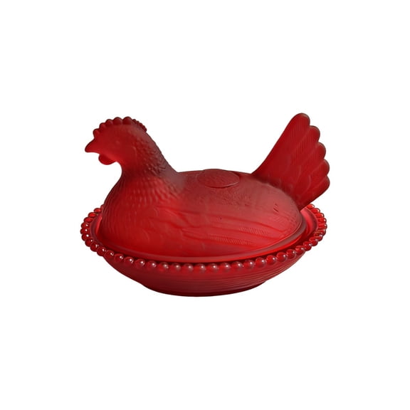Hen on Nest Glass Dish, Crystal Glasses Candy Dish with Lid Hen-Shaped Chicken Fruit Bowl Dessert Snacks Plate Retro Bowl Jar for Home Office Tabletop Decor Kitchen Candy Jars, Red