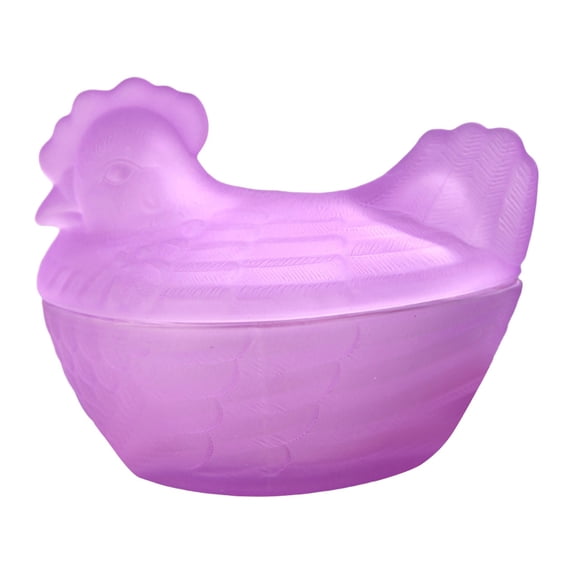 Hen on Nest Glass Dish, Glass Hen on Nest Candy Dish with Lid Pedestal Decorative Covered Candy Bowl Chicken Candys Dishes Chicken Cookie Jar for Snacks Chickens Kitchen Decor Tabletop Decor, Purple