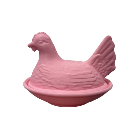 Hen On Nest Candy Dish, 3D Printed Chicken Shape Snack Bowl, Tabletop Dessert Plate Snack Bowl for Home, Office, Wedding Decor, Pink