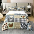 Hen Rooster Print Bedding Duvet Cover Set Cute Chick Comforter Cover
