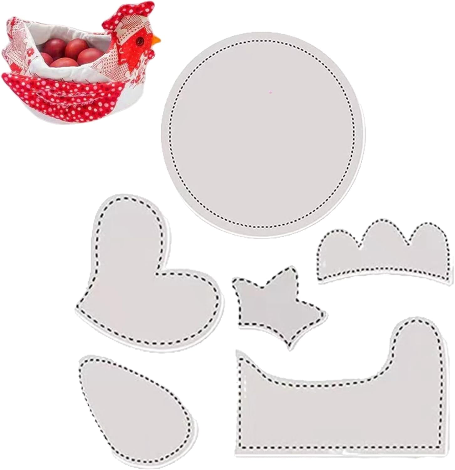 Hen Shape Bowl Cozy Template: Chicken Shaped Egg Basket 6 Pieces